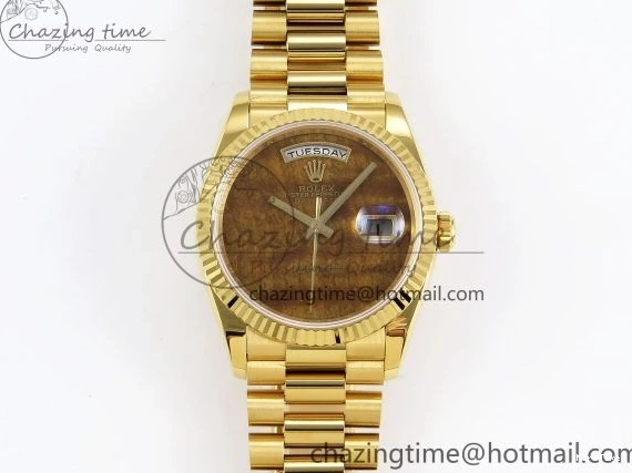 MiroTime 0324 Day Date 36 YG RAF Best Edition Brown Wave Dial on YG Bracelet A Effortless 1383